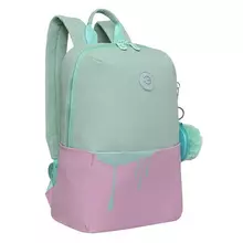 Рюкзак GRIZZLY школьный укрепленная спинка отделение для ноутбука до 13" для девочек "PINK/MINT" 34х24х12 см.