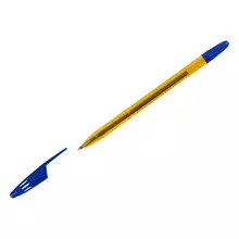 Ручка шариковая Стамм. "555" синяя 07 мм. тонированный оранжевый корпус