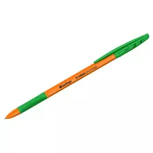 Ручка шариковая Berlingo "Tribase grip orange" зеленая 07 мм. грип