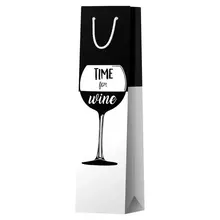 Пакет подарочный 12*36*85 см. ArtSpace "Time for wine. Black" матовое ламинирование выб. лак под бутылку