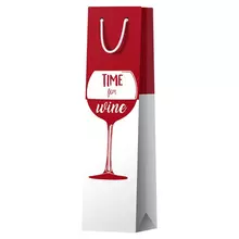 Пакет подарочный 12*36*85 см. ArtSpace "Time for wine. Red" матовое ламинирование выб. лак под бутылку