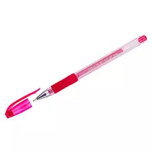 Ручка гелевая Crown "Hi-Jell Needle Grip" красная 07 мм. грип игольчатый стержень штрих-код