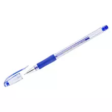 Ручка гелевая Crown "Hi-Jell Needle Grip" синяя, 0,7 мм. грип, игольчатый стержень, штрих-код