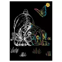 Гравюра с голографическим эффектом Три Совы "Мопс и бабочка" А4