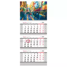 Календарь квартальный 3 бл. на 3 гр. OfficeSpace "City life" с бегунком 2024 г.