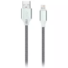 Кабель Smartbuy iK-512NS, USB(AM) - Lightning(M) для Apple, в оплетке, 2A output, 1 м. белый, черный