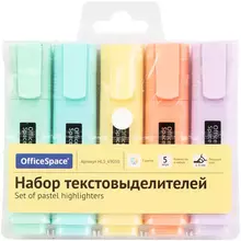 Набор текстовыделителей OfficeSpace 5 цв. пастельные цвета 1-5 мм. европодвес