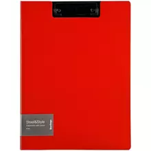 Папка-планшет с зажимом Berlingo "Steel&Style" А4 пластик (полифом) красная