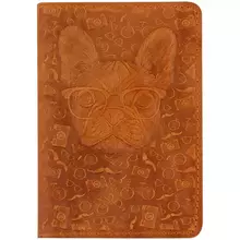 Обложка для паспорта Кожевенная мануфактура нат. кожа "Пес Мудрый" коричневый