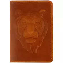 Обложка для паспорта Кожевенная мануфактура нат. кожа "Тигр 2" коричневый