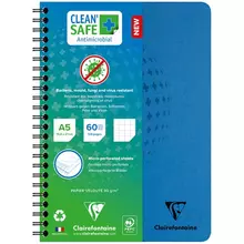 Тетрадь 60 л. А5, клетка на гребне Clairefontaine "Clean'Safe", перфорация, антибактериальная обложка, 90 г/м2