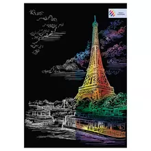 Гравюра с мультицветной основой Три Совы "Париж" А3