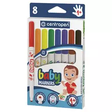 Фломастеры Centropen "Baby markers" 8 цв. утолщенные смываемые картон