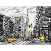 Картина по номерам на картоне Три Совы "желтый Нью-Йорк", 30*40 см. с акриловыми красками и кистями