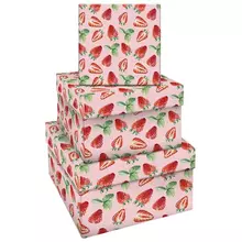 Набор квадратных коробок 3в1 Meshu "Strawberry" (195*195*11-155*155*9 см.)