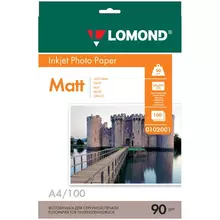 Фотобумага А4 для стр. принтеров Lomond, 90г./м2 (100 л) матовая односторонняя