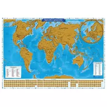 Карта твоих путешествий "Мир" политическая со скретч-покрытием Globen 860*600 мм. в тубусе