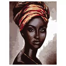 Картина по номерам на холсте Три Совы "Африканская женщина" 30*40 с поталью акриловыми красками и кистями