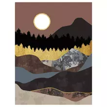 Картина по номерам на холсте Три Совы "Золото гор" 30*40 с поталью акриловыми красками и кистями