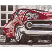 Картина по номерам на холсте Три Совы "красная машина" 40*50 с акриловыми красками и кистями