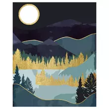 Картина по номерам на холсте Три Совы "Золотая ночь" 40*50 с поталью акриловыми красками и кистями