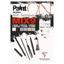 Скетчбук - альбом для смешанных техник 27 л. А4 Clairefontaine "Paint ON", на склейке, 250г./м2, 5 цветов, 4 типа поверхности