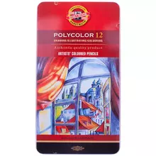 Карандаши цветные художественные Koh-I-Noor "Polycolor" 12 цв. метал. пенал