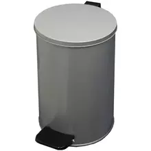 Ведро-контейнер для мусора (урна) Титан 10 л. с педалью круглое металл серый металлик