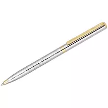 Ручка шариковая Delucci "Tempo" синяя 10 мм. корпус серебро/золото поворот. подарочная упаковка