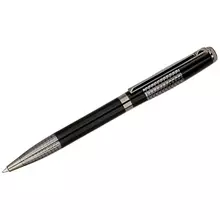Ручка шариковая Delucci "Vivo" синяя 10 мм. цвет корпуса - черный/серебро поворот. подарочная упаковка