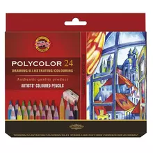 Карандаши цветные художественные Koh-I-Noor "Polycolor 3834" 24 цв.+ точилка+2 ч/гр. кар. 1500 картон