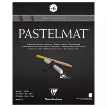 Альбом для пастели 12 л. 240*300 мм. на склейке Clairefontaine "Pastelmat" 360г./м2 бархат антрацит