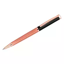 Ручка шариковая Delucci "Fenice" синяя 10 мм. корпус розовое золото/черный поворотн. подарочная упаковка