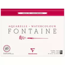 Альбом для акварели, 25 л. 30*40, на склейке Clairefontaine "Fontaine Grain Fin", 300 г/м2, холод. пресс. мелкое зерно