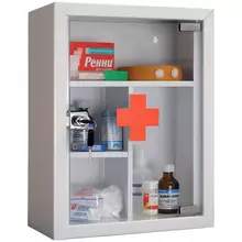 Аптечка для медикаментов Hilfe AMD-39G, со стеклом, 390*300*160 мм