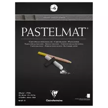 Альбом для пастели 12 л. 300*400 мм. на склейке Clairefontaine "Pastelmat" 360г./м2 бархат антрацит