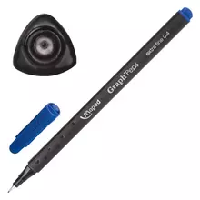 Ручка капиллярная (линер) MAPED (Франция) "Graph' Peps" синяя трехгранная корпус черный линия письма 04 мм.