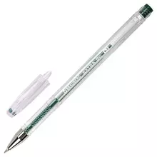 Ручка гелевая Brauberg "Extra", зеленая, корпус прозрачный, узел 0,5 мм. линия 0,35 мм.