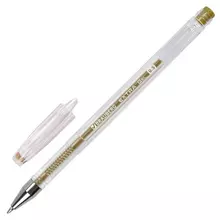Ручка гелевая ЗОЛОТИСТАЯ Brauberg "Extra GOLD", корпус прозрачный, 0,5 мм. линия 0,35 мм.
