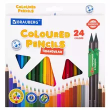 Карандаши цветные пластиковые Brauberg Premium 24 цвета + 2 чернографитных карандаша