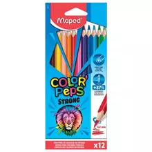 Карандаши цветные MAPED "COLOR PEP'S Strong" набор 12 цветов грифель 32 мм. пластиковый корпус