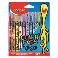 Фломастеры MAPED "COLOR PEP'S Monster", 12 цветов, смываемые, вентилируемый колпачок