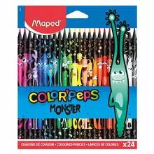 Карандаши цветные MAPED "COLOR PEP'S Black Monster" набор 24 цвета пластиковый корпус