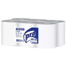 Полотенца бумажные рулонные 150 м. PROtissue (H1) PREMIUM 2-слойные белые комплект 6 рулонов