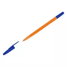 Ручка шариковая Стамм. "511" синяя 07 мм. оранжевый корпус
