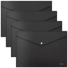 Папка-конверт с неоновой кнопкой ERICH KRAUSE А4 до 120 листов матовая черная 018 м