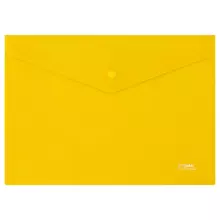 Папка-конверт на кнопке Стамм А4, 180 мкм, пластик, прозрачная, желтая