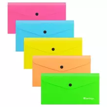 Папка-конверт на кнопке Berlingo "Neon" С6, 200 мкм, ассорти неоновых цветов