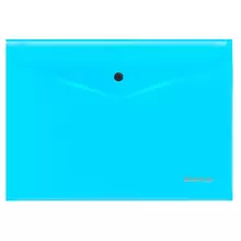 Папка-конверт на кнопке Berlingo "Neon" А4 200 мкм. прозрачная голубой неон
