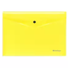 Папка-конверт на кнопке Berlingo "Neon" А4 200 мкм. прозрачная желтый неон